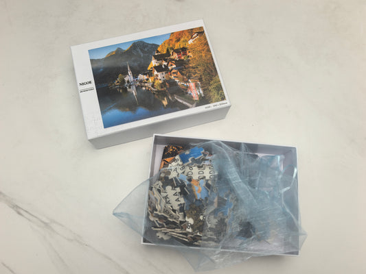 NIGOE Puzzle,200-Piece Wooden Jigsaw Puzzle – Charming Town Landscape, Eco-Friendly & Precision-Cut – Vibrant Colors, Durable & Fun for Adults & Kids